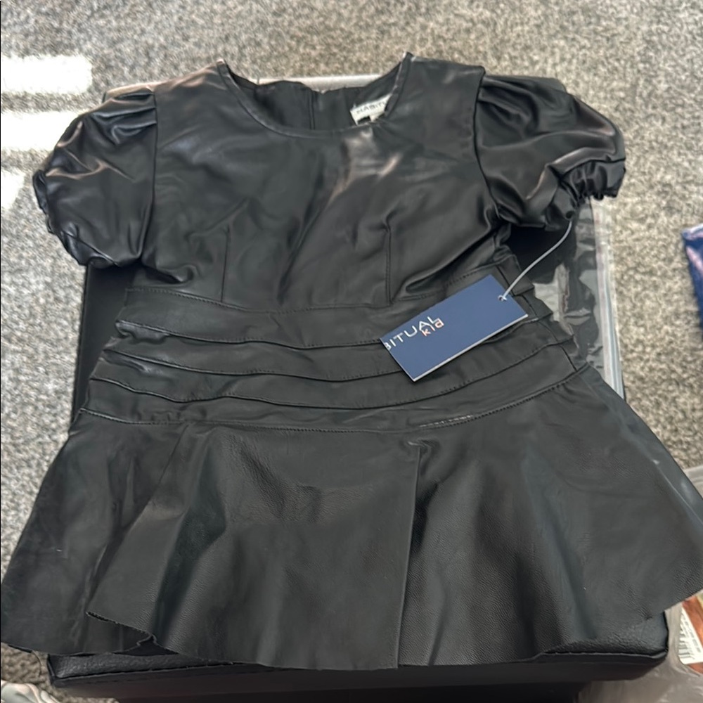 Habitual Black Fit and Flare Dress with Puff Sleeves